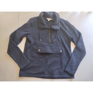 Bean Signature Womens Waffle Knit Quarter Zip Pullover Sweatshirt‎ XS